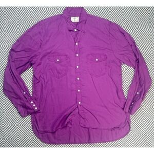 Wythe‎ & TF Men's Tencel Gabardine Long Sleeve Snap Pearl Shirt Size Large